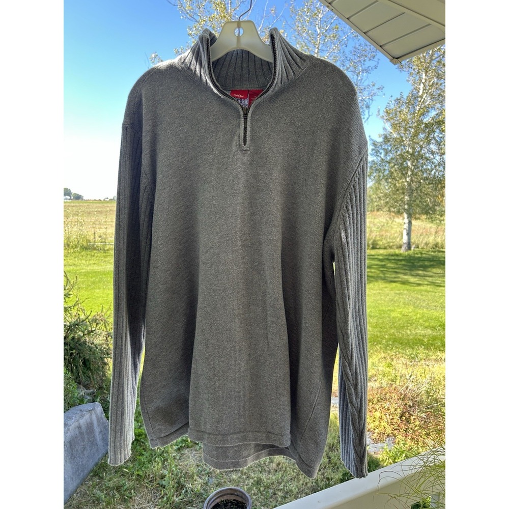 Vintage Mossimo Sweater XL Made Japan 100% Cotton Gray Quarter Zip 90s